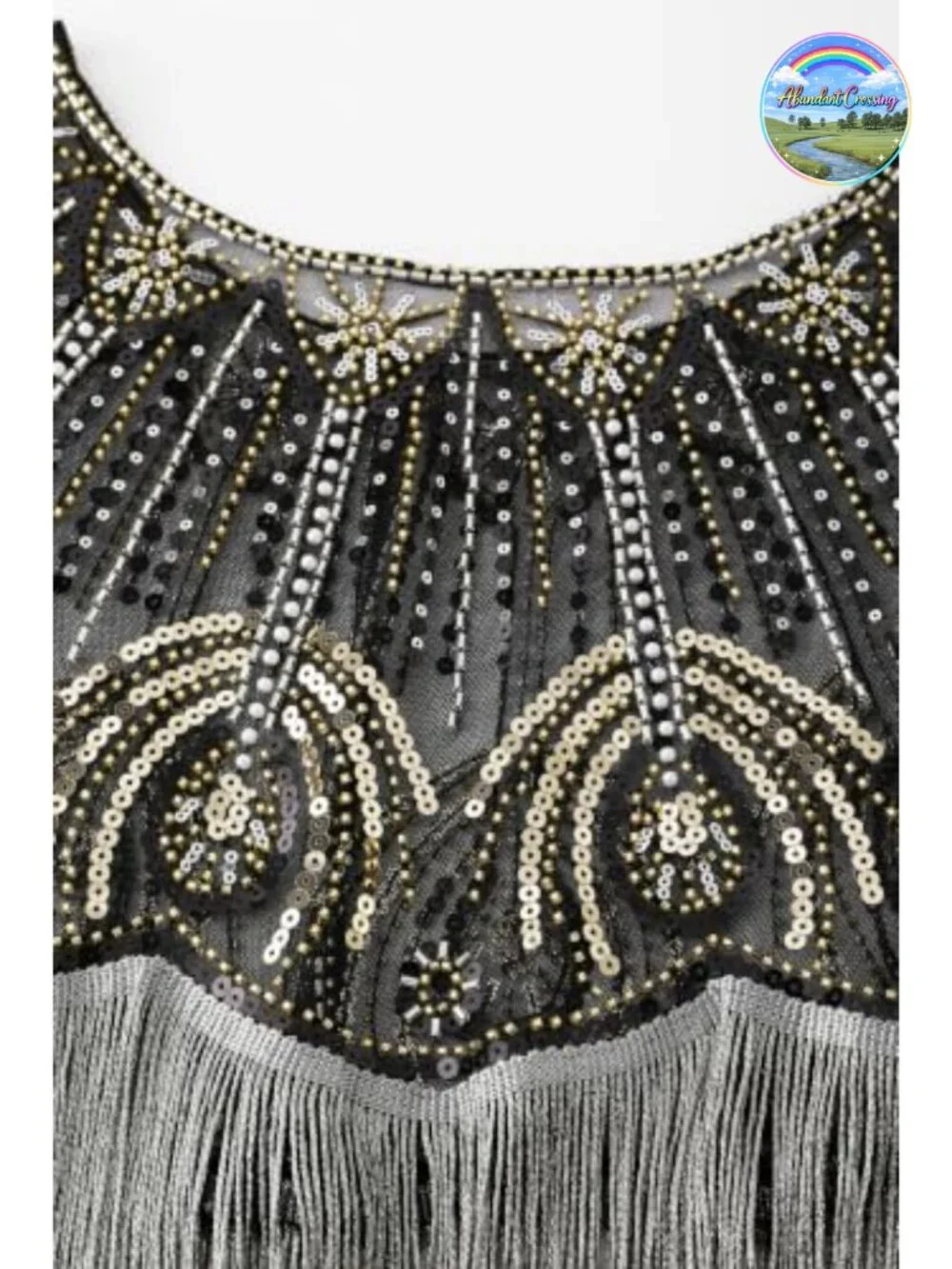 Fringed Sequin Beaded Evening Shawl Wrap Gatsby Party Cover Up